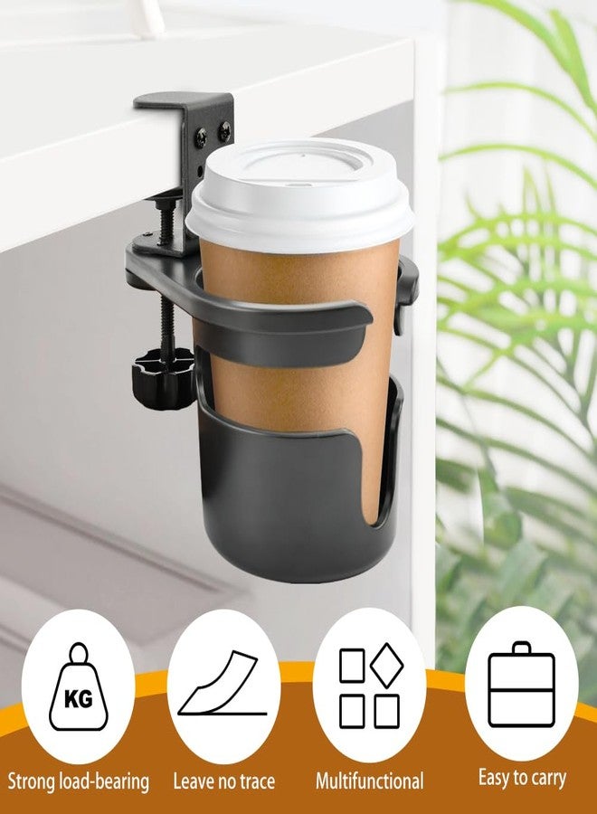 Jeyntanc Deep Desk Cup Holder Clamp 360° Rotating for Table, Anti-Spill Cup Holder for Desk, Office Accessories to Hold Coffee Mugs, Gift for School, Gamer and Office(Color:Black) - Image 4